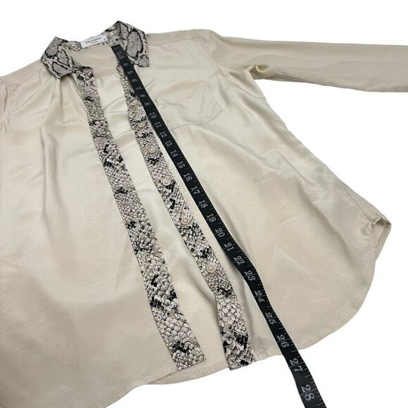 Equipment XSmall Silk Cream & Snake Print Button Up Long Sleeve Shirt Women’s - Picture 8 of 11